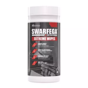 Swarfega Extreme Wipes – kraftiga rengöringsdukar för händer och ytor, 70 st burk, effektiva mot olja och fett