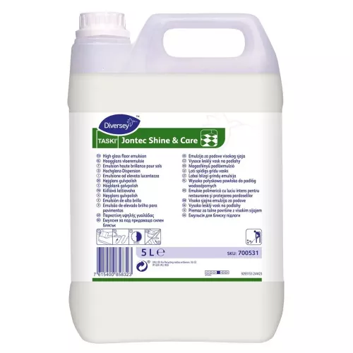 Taski Jontec Shine Care 5L – golvvårdsmedel som rengör och ger glans, lämnar skyddande yta och fräsch finish på hårda golv inom professionell städning