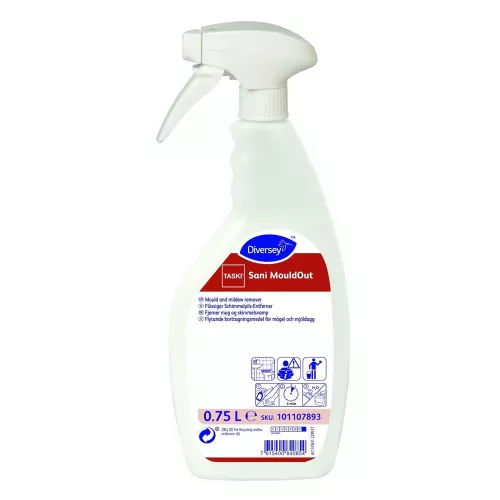 Taski Sani Mouldout 750 ml – klorbaserad mögelborttagare för sanitet och våtutrymmen, effektiv mot svarta mögelfläckar