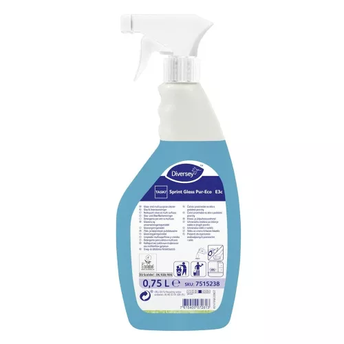 Taski Sprint Glass Pur-Eco E3c 750 ml – miljömärkt glasrengöring för fönster, speglar och blanka ytor