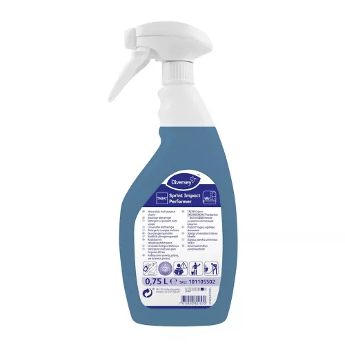 Diversey Taski Sprint ImpactPerform 750 ml – färdigblandad sprayrengöring för alkalitåliga ytor med kraftfull formula som löser upp fett, olja, bläck och svåra fläckar vilket ger rena och välbevarade ytor utan ränder