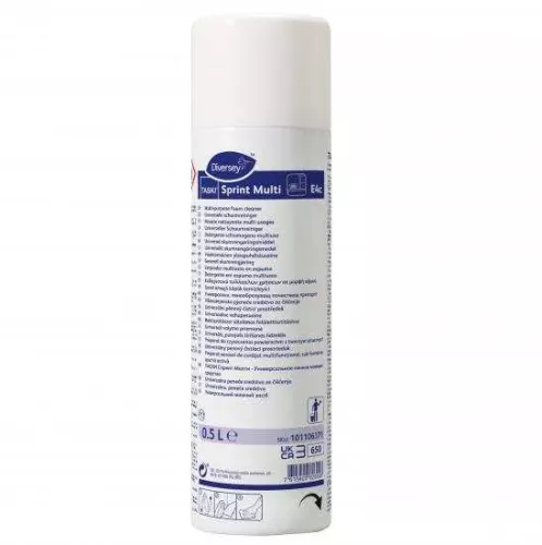 Diversey Taski Sprint Multi E4c 500 ml – färdigblandat skumrengöringsmedel för vattentåliga hårda och vertikala ytor med kraftfull formula som löser upp fett, fingeravtryck och fläckar men lämnar matta ytor utan rester