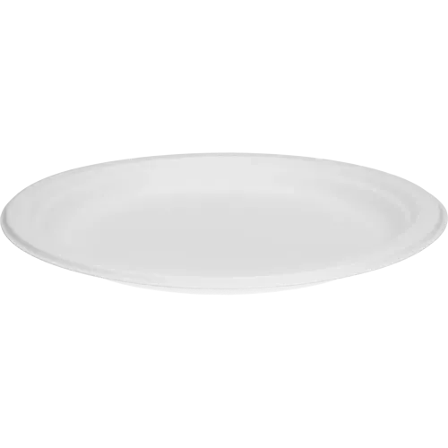 Tingstad bagassetallrik 23 cm – miljövänlig engångstallrik i bagasse, tålig för varma och kalla rätter, idealisk för catering, takeaway och event