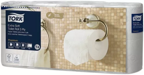 Toalettpapper Tork Extra Mjukt T4 Premium 3-lagers – lyxigt mjukt och starkt papper för extra komfort