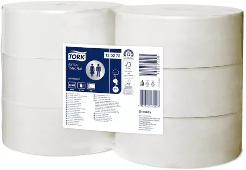 Tork Jumbo Advanced T1 toalettpapper 360 m vit – högkapacitetsrulle med 2-lagers papper för offentliga toalettutrymmen