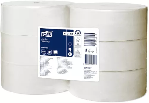 Tork Jumbo Advanced T1 toalettpapper – 500 meter vitt papper för dispenser i offentliga toaletter  Tork T1 toalettpapper Jumbo 500 m – vit Advanced-kvalitet för kostnadseffektiv och långvarig användning
