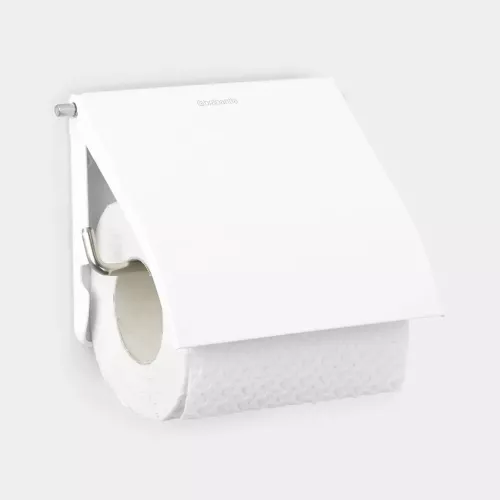 Modern toalettpappershållare i vit från Brabantia Renew med stilren badrumsdesign
