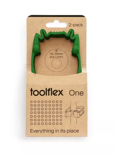 Toolflex One hållare 2-pack grön med adapter – smart och flexibel redskapsupphängning för städ- och verktygsskaft
