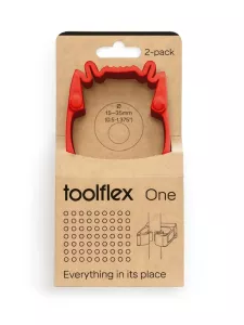 Toolflex One hållare 2-pack röd – flexibel redskapshållare med adapter för väggmontering