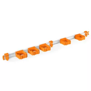 Toolflex One skena 94,5 cm orange – komplett redskapshållarsystem med 5 hållare för organiserad väggförvaring