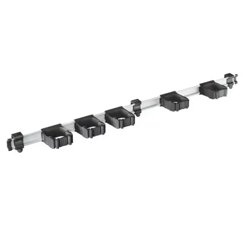 Toolflex One skena 94,5 cm svart med 5 hållare – väggmonterad förvaringslösning för organiserad upphängning av redskap