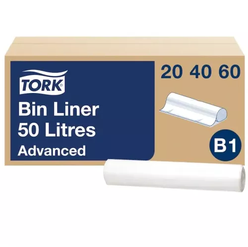 Tork soppåsar 50 liter B1 i transparent plast – slitstarka och hygieniska avfallspåsar för papperskorgar, idealiska för kontor, vård och offentliga miljöer