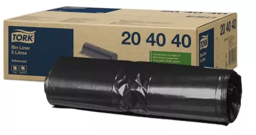 Tork soppåsar 5 liter B3 i svart plast – slitstarka avfallspåsar för små papperskorgar, idealiska för hygienutrymmen, kontor och offentliga miljöer