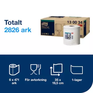 Tork Avtorkningspapper 1-lag Vit 165m Premium M2