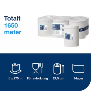 Tork Avtorkningspapper 1-lag Vit 275m Advanced M2