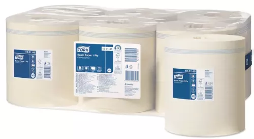 Tork Basic papper 1-lag vit 300 m Universal M2 – slitstarkt och prisvärt torkpapper för rengöring och avtorkning