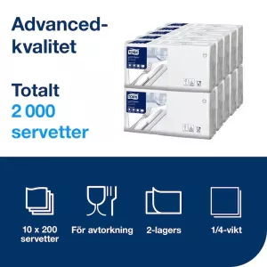 Tork Lunchservett Vit 2-lag 33x33cm Advanced