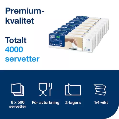 Tork Xpressnap extra mjuk vit dispenserservett – mjuka och praktiska servetter för dispenser i restaurang och café