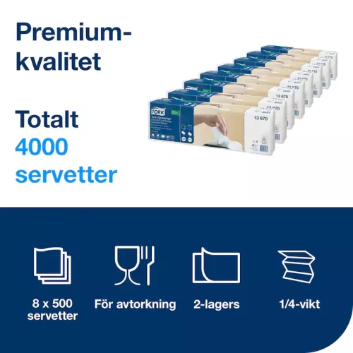 Tork Xpressnap extra mjuk vit dispenserservett med lövdekor N4 – mjuka och eleganta servetter för restaurang och café med dekorativ design