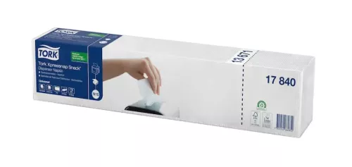 Tork Xpressnap snack vit dispenserservett – praktiska servetter för dispenser i café och snabbservering