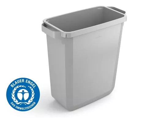 Tunna Durable Durabin Eco 60L grå – rektangulär avfallsbehållare i återvunnen plast för effektiv och miljövänlig avfallshantering i kontor och offentliga miljöer