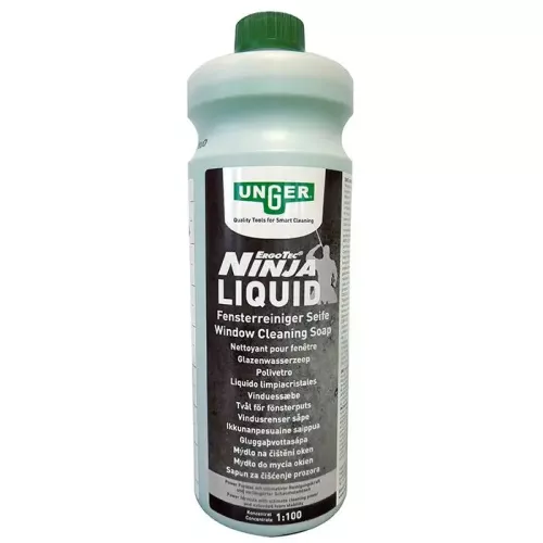 Unger Ninja Liquid Glasrent 1 liter – professionellt fönsterputsmedel för skinande rena glasytor utan ränder