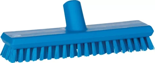 Vikan levang i blå plast med hårda borststrån och vattenmatning, designad för effektiv skrubbning av hårda ytor i hygieniska miljöer