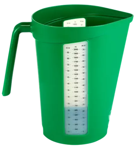 Vikan måttkanna 2 liter grön i robust livsmedelsgodkänd plast med tydlig måttskala, stabil botten, ergonomiskt handtag och spillfri pip för noggrann uppmätning och säker färgkodad användning i storkök, livsmedel och professionell rengöring
