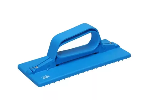 Vikan skurblockshållare hand blå i ergonomisk och slitstark design med bekvämt grepp, anpassad för effektiv rengöring med skurblock och färgkodad hygien i storkök, livsmedelshantering och professionella rengöringsmiljöer
