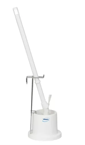 Vikan WC-set 72 cm med upphängning i vit design – hygieniskt toalettborstset med långt skaft och väggfäste för enkel förvaring, idealiskt för professionell städning i vård, kontor och offentliga miljöer
