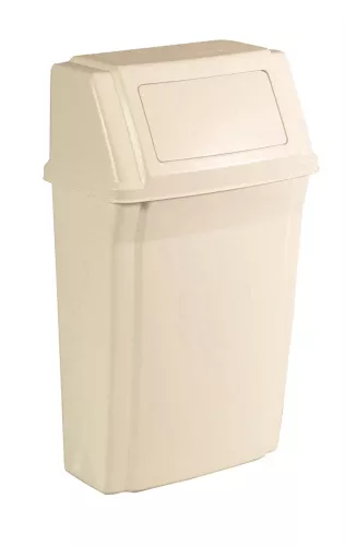 Rubbermaid Slim Jim vipplockskorg beige, 56,8 liter – smal soptunna med vipplock för effektiv och hygienisk avfallshantering i trånga utrymmen