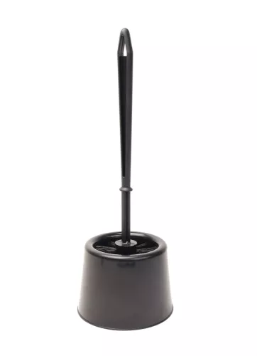WC-set Basic svart 35 cm – stilren toalettborste med behållare, perfekt för diskret och hygienisk badrumsrengöring