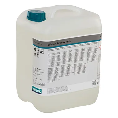 Wetrok Antiwax Forte 5 L – lågskummande grundrengöringsmedel för professionell golvvård med kraftfull formula som löser upp vax, polishskikt, fett och industriell smuts vilket ger rena och välbevarade golvytor inför ny behandling