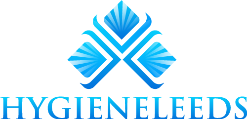 Hygieneleeds – officiell logotyp i blått för professionell hygien