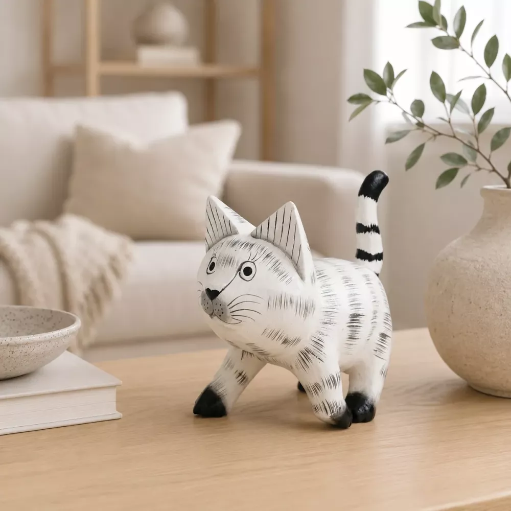 Kattfigur i Trä