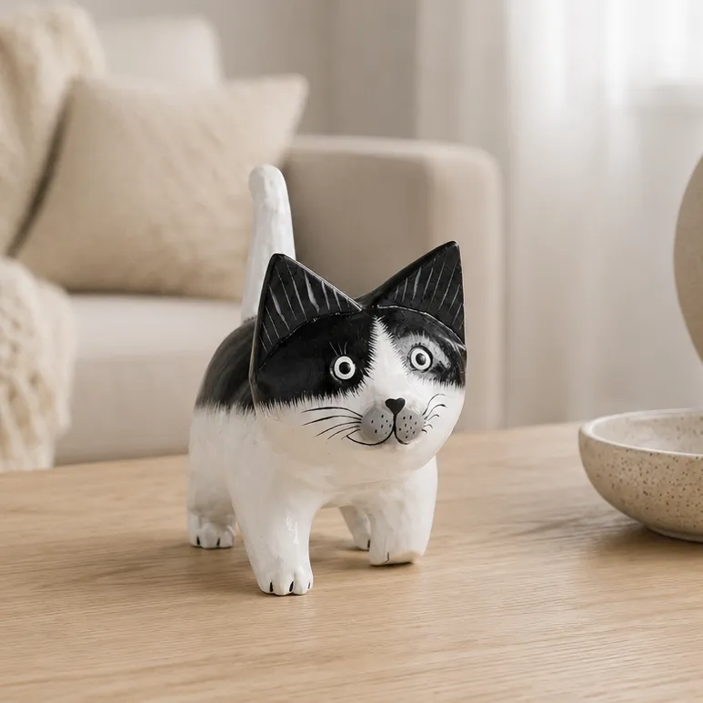 Kattfigur i Trä