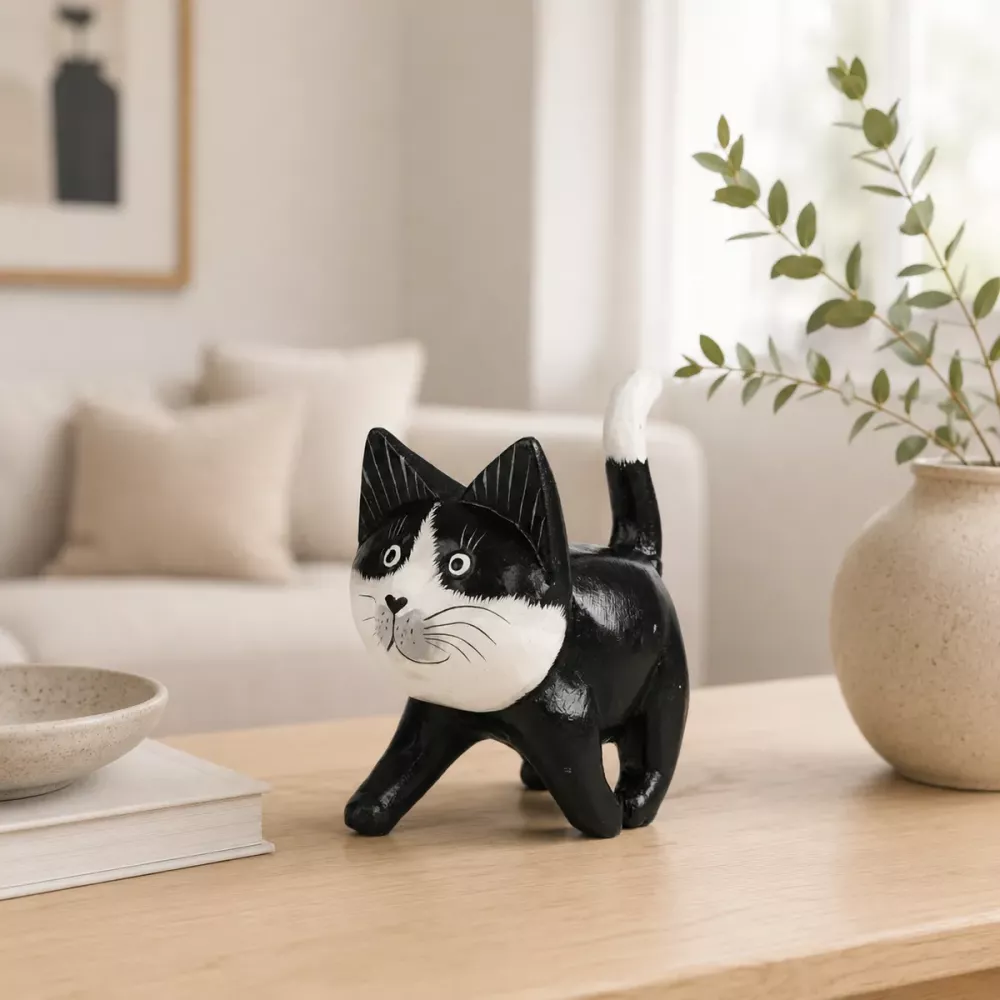 Kattfigur i Trä