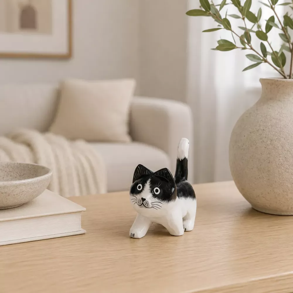 Kattfigur i Trä