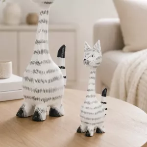 Kattfigur i Trä Vit