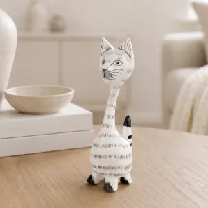 Kattefigur i Tre Hvit