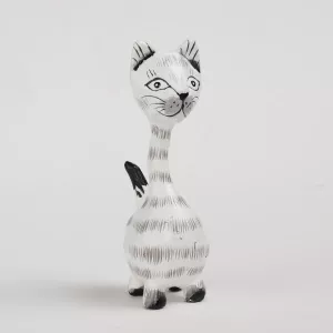 Kattfigur i Trä Vit