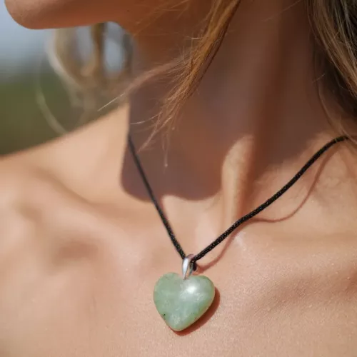 Kristall Hjärta Grön Aventurin Hänge
