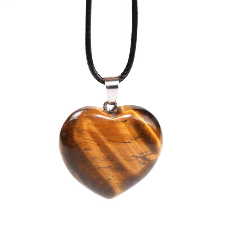 Kristall Hjärta Tigeröga Hänge