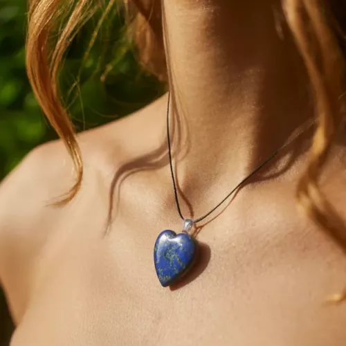 Kristall Hjärta Lapis Lazuli Hänge