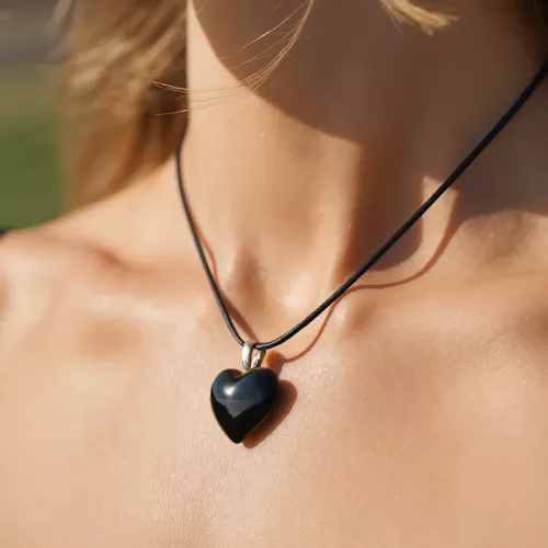 Kristall Hjärta Obsidian Hänge