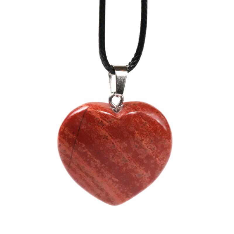 Kristall Hjärta Röd Jaspis Hänge