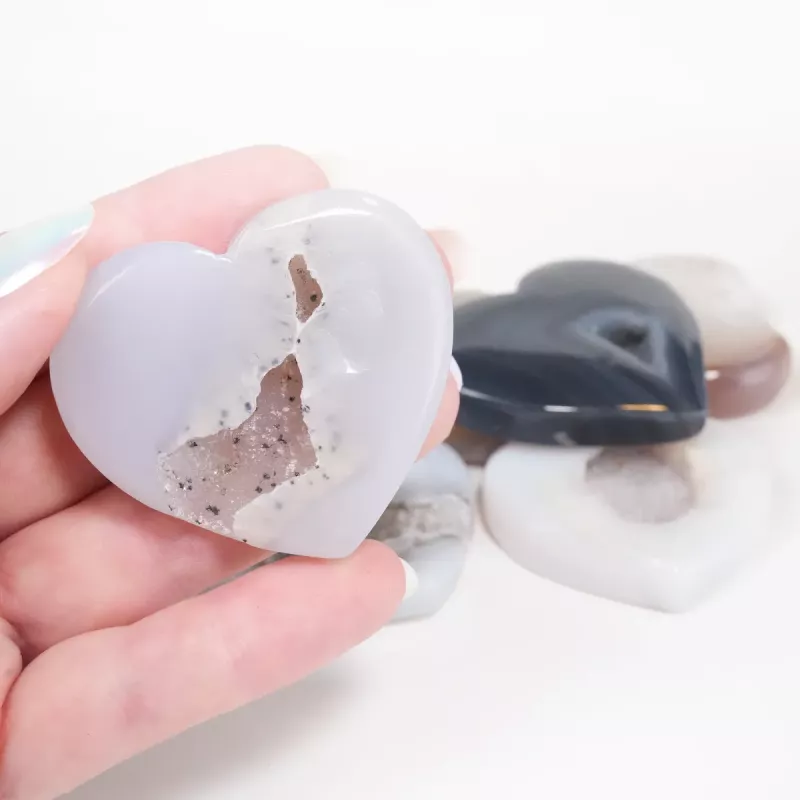 Krystall Hjerte Agat Geode