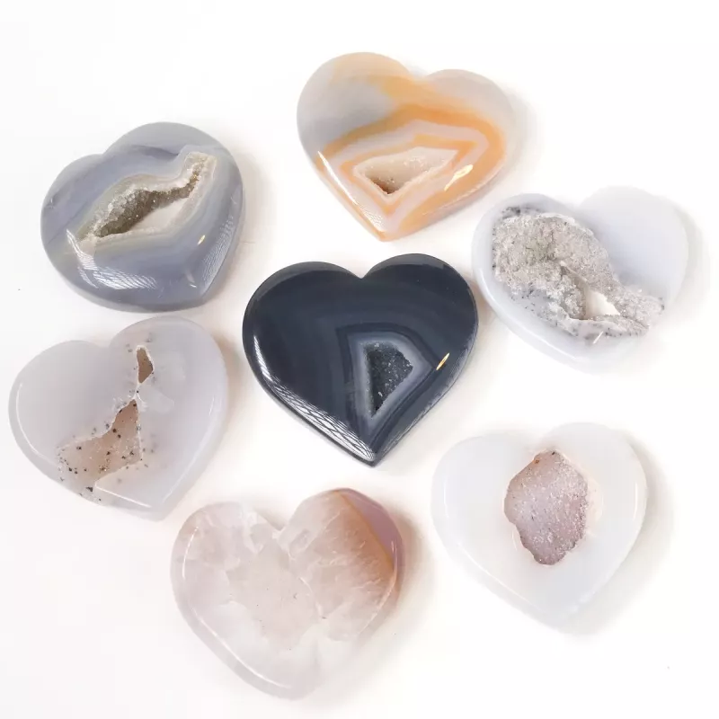Krystall Hjerte Agat Geode