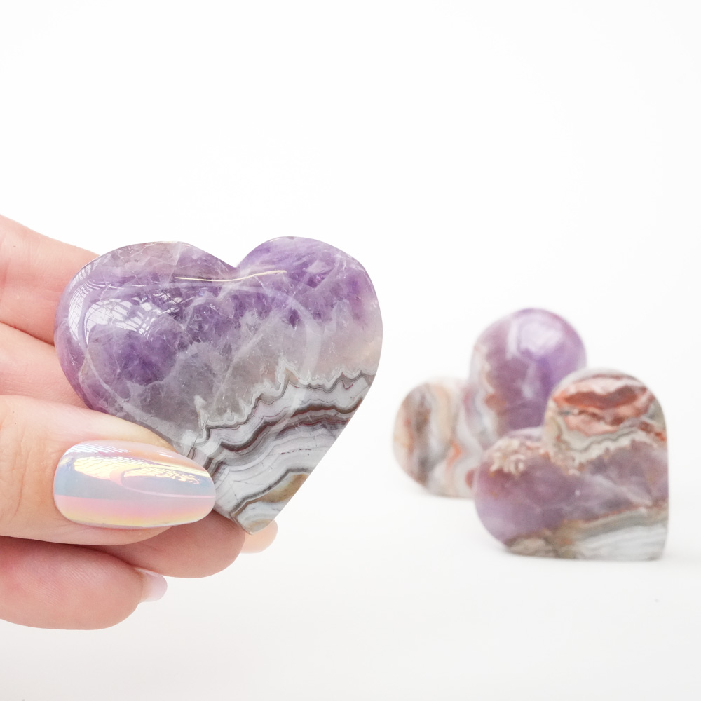 Krystall Ametyst Agate Hjerte