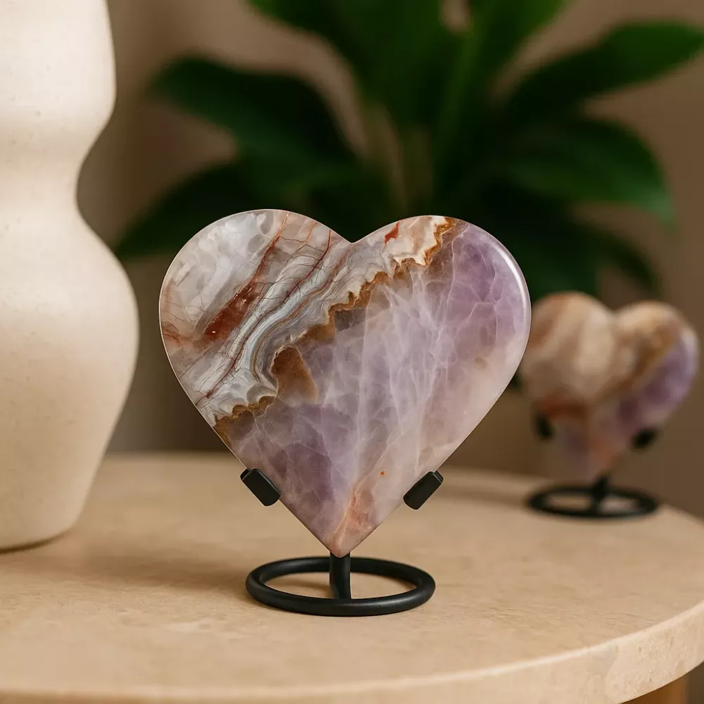 Krystall Ametyst Agate Hjerte